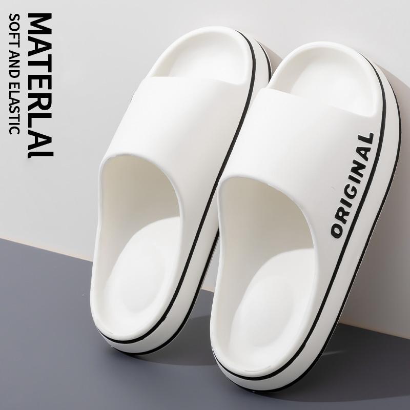 Fashion Feslishoet Women Letter Slippers Beach Slides Solid Color Mens Thick Sole Indoor Bathroom Anti Slip Shoes Summer Couple Sandals