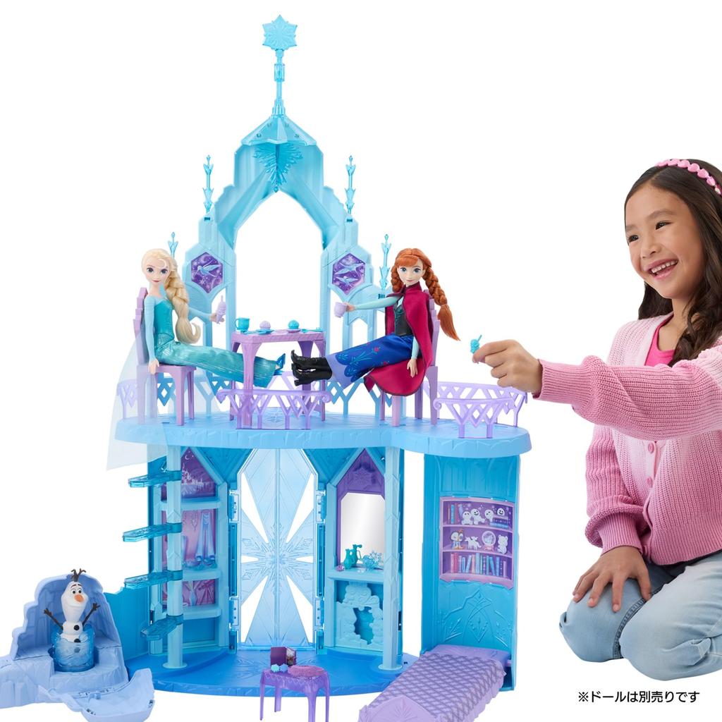 Mattel Disney Frozen Big Ice Castle with Olaf Figure and Accessories Sold Doll House Pretend Play Playset for Ages 3 and JGG41 Elsa's (Doll