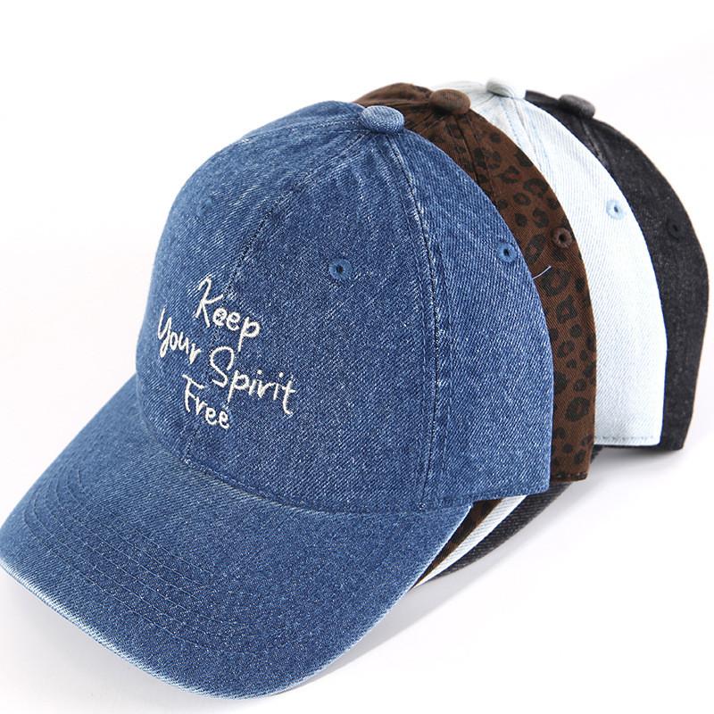 Denim Baseball Cap Women Casual Sun Protection Embroidered Letter For Spring Summer Autumn