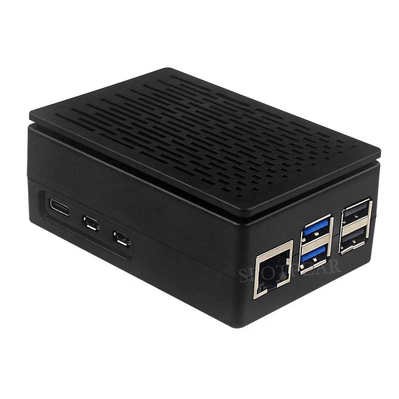 Raspberry Pi 5 ABS Case 3.5inch Display Stripe Compatible Multi-Purpose with Removable Cover and Fan Mount For PI5