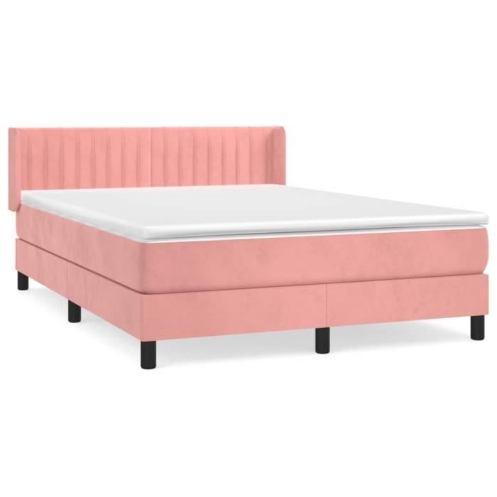 VidaXL Divan Bed with Mattress Pink 140x190 Cm Velvet 3131080