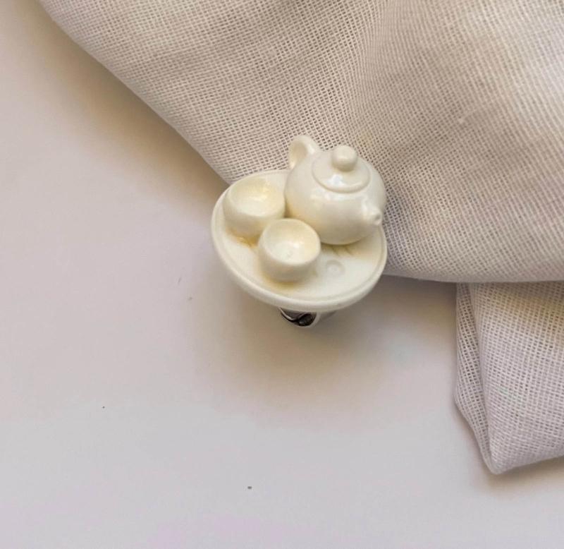 Simulation Kettle Tea Set Rings Adjustable Finger Rings New Chinese Style Adorment Stackable Rings Accessory for Women