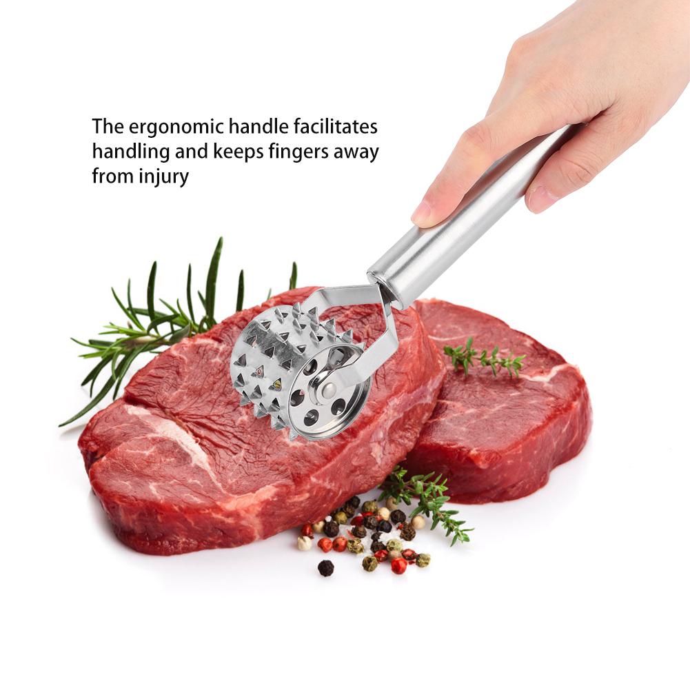 Stainless Steel Meat Tenderizer Roller Beef Steak Chicken Mallet Hammer Kitchen Tool