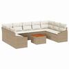 10 Piece Beige Garden Sofa Set with Cushions Poly Rattan