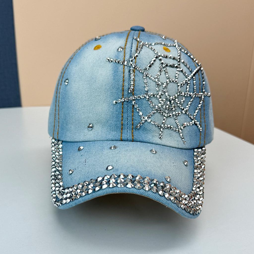 New hat women's spring summer diamond-encrusted baseball cap denim sunshade cap fashion sunscreen sun hat