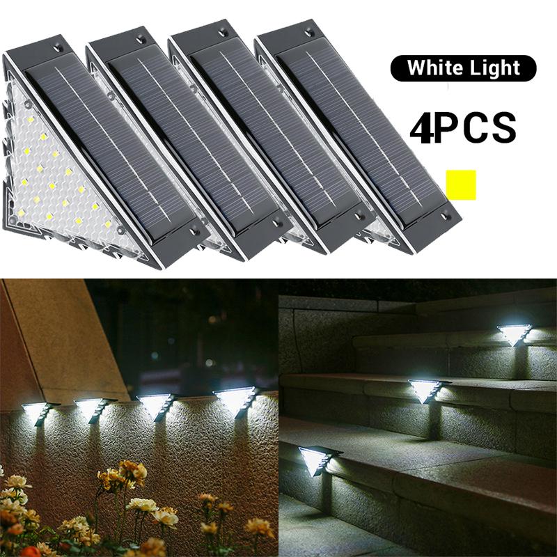 Outdoor Solar Railing Lights Deck Stair Waterproof Lamp for Garden/Pathway, Warm White Step Decoration Light with Auto Sensor