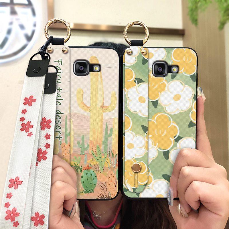 Back Cover Wristband Phone Case For Samsung Galaxy A510/A5 2016/SM-A510F Anti-dust Kickstand Waterproof Flower Durable