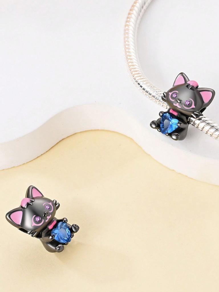 Charms Plata Cute Cat Maneki Neko Beads Charm Copper Plated Fit Charms Copperoriginal Bracelet For Jewelry Making Diy Charm