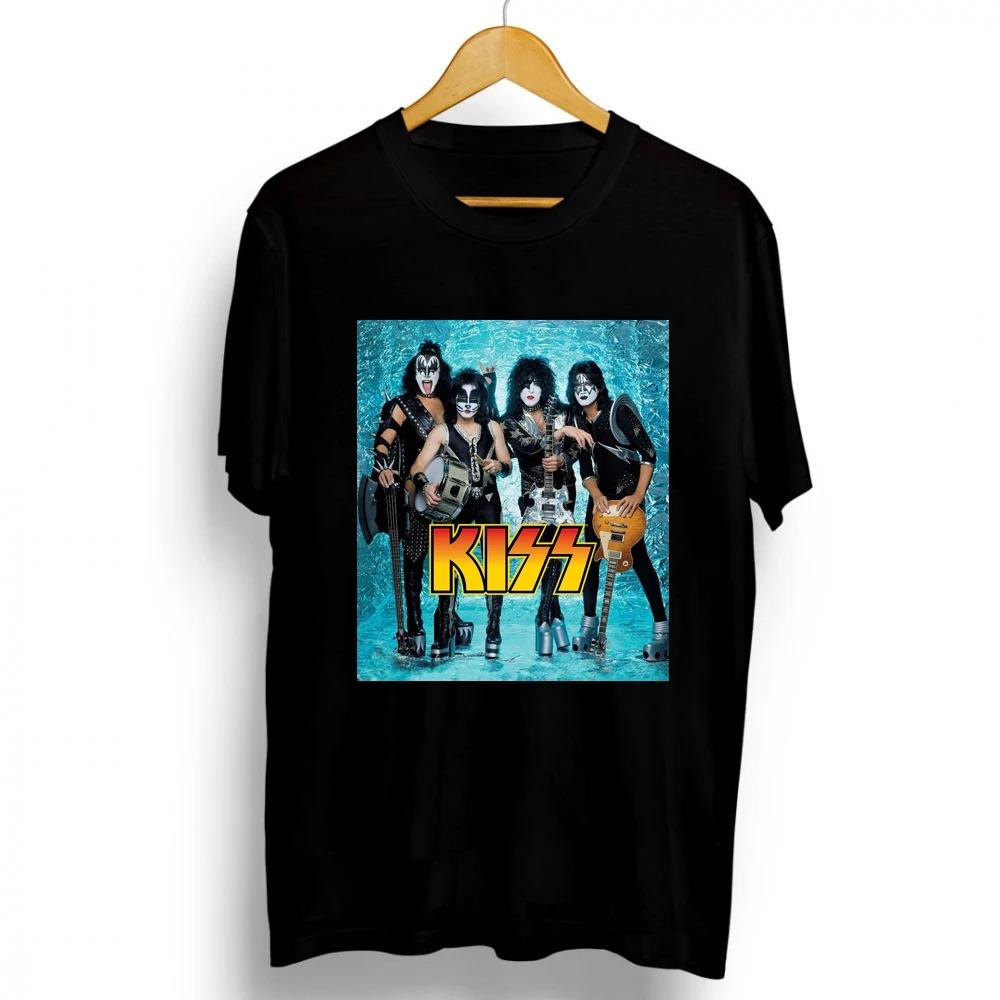 2021 New Fashion Kiss Band Rock Letter Poster Men's T-Shirt Graphics Funny Casual Short Sleeve Round Neck Shirt Hip Hop Tees