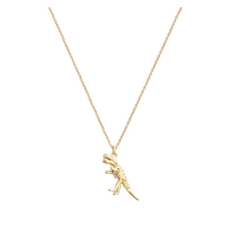 COACH Skeleton dinosaur decoration brass plated necklace women s gold