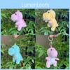 Adorabile Dinosauro Peluche Seduto Bambola Portachiavi Cartone Animato Carino Nei Colori Rosa Giallo E Blu