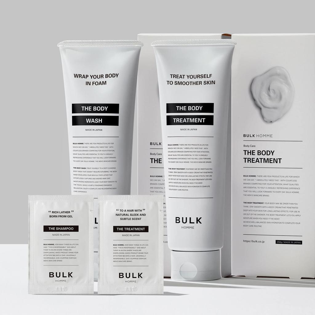 BULK HOMME Body Soap for Men: Body Wash & Body Treatment + ShampooTreatment Sample (1 Use)