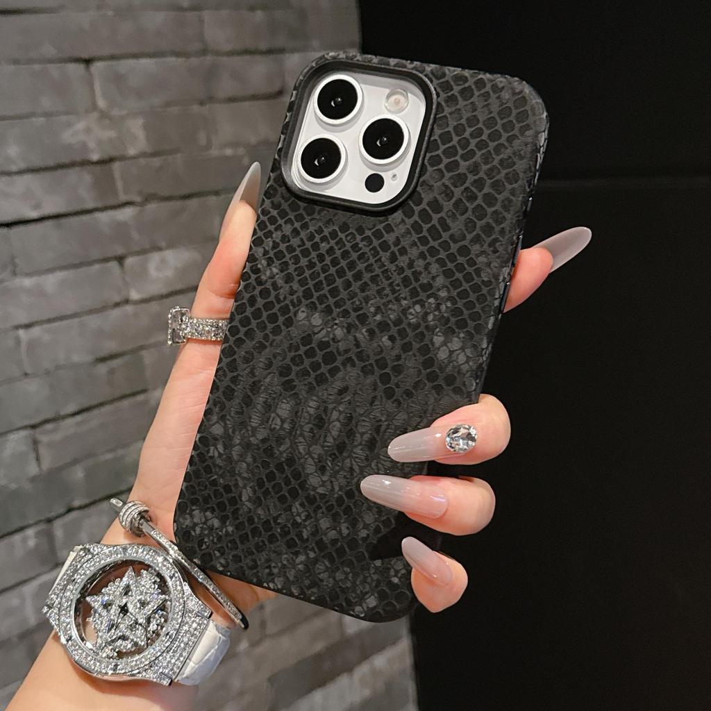 Snake Print Velvet iPhone 16/15 Pro Max Anti-Drop Full Coverage Case