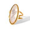 European and American Hand Jewelry Oval Natural White Shell Stainless Steel Ring Women's Non-fading Open Ring Versatile