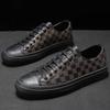 Guangzhou light luxury men's shoes fashion trendy brand printing simple and versatile casual shoes men's cowhide board shoes breathable and comfortab