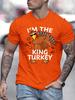 Unisex O Neck Tee King Turkey Thanksgiving Print Cotton Short Sleeve Loose Summer Street Breathable Daily Casual Basic Wear Top