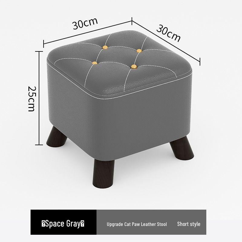 Solid Wood Footstool: Creative Tech Fabric, Multi-Use Coffee Table or Sofa Stool for Living Room