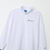 Champion White Long Sleeve Basketball Script Men's T-Shirt, Quick-Drying, Stretch, Antibacterial, Odor-Resistant, Warm, Logo, Half-Zip, C3-YB456