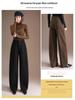 High-Waisted Slim Cut Crooked Leg Women's Winter 2025 High-End Fashion Loose Straight-Leg Pants with Waistband
