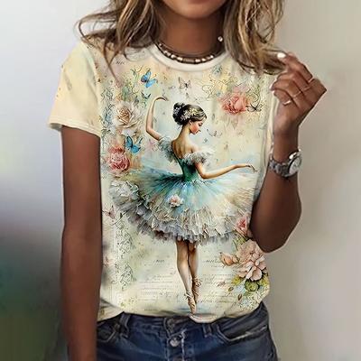Vintage Print T-Shirts für Frauen Harajuku Mode Kurzarm Tops T 2024 Übergroße Kunst T-Shirts Weibliche Designer Kleidung