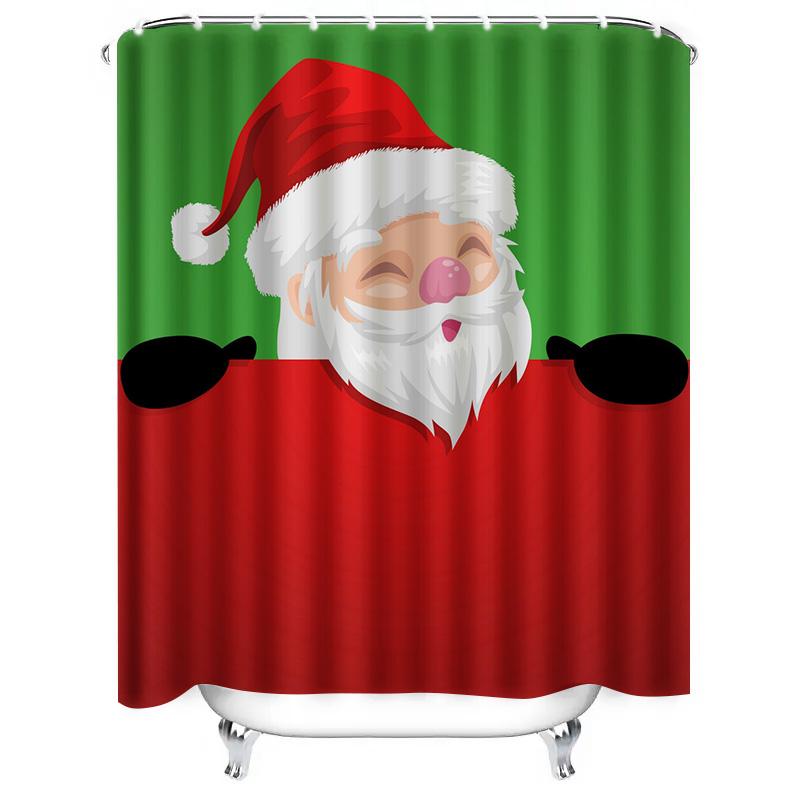 TU Shower Curtain Christmas Santa Claus Festive Holiday Bathroom Decor Waterproof Fabric Xmas Pattern Backdrop Home Decoration G