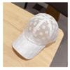 Korean Style Rhinestone Baseball Cap: Floral Lace Mesh Hat with Sun Protection