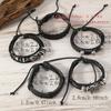 Hot Sale 5-piece Punk Style Handwoven Retro Fashion Big Pentagram Skull Alloy Accessory Leather