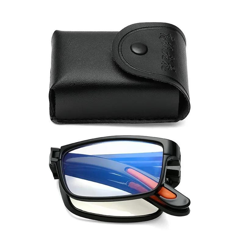 Fashion Folding Reading Glasses with Box Women Men Anti-blue Light Portable Eyewear TR90 Farsight Glasses Diopters +1.0 To +4.0