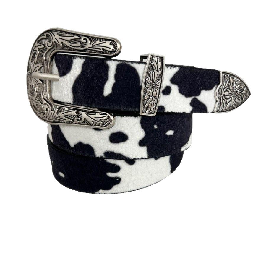Western Denim Buckle Belt, Cow Print Belt DVN, Personalized, Fashionable and Versatile Denim Belt