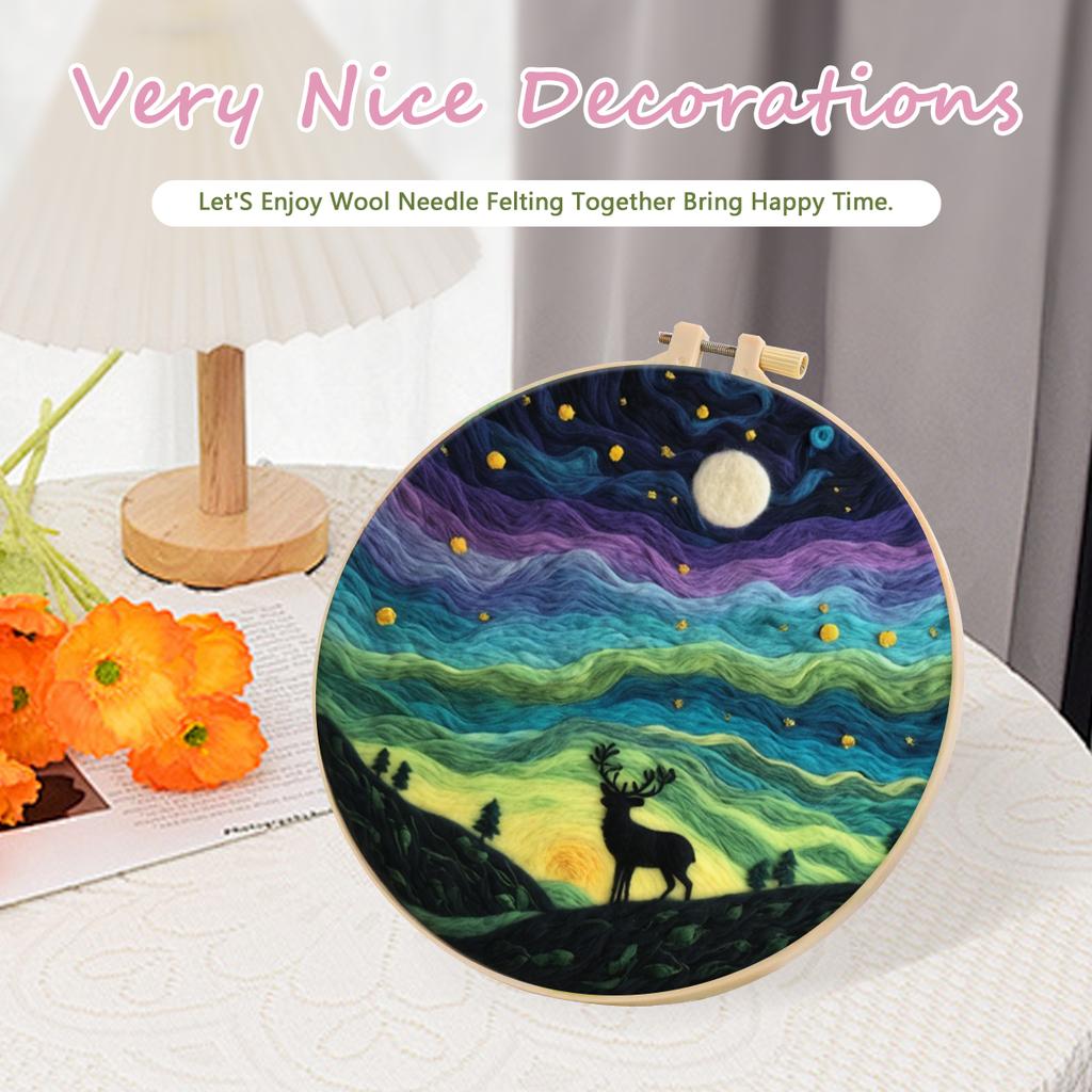 GATYZTORY DIY Wool Painting Kit With Frame Felting Needles Handmade Picture Kit Sunset Scenery For Home Decors Crafts Gift