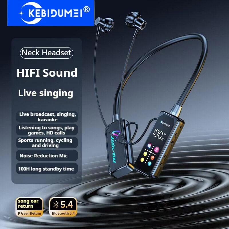 Farbdisplay Bluetooth 5.4 Kopfhörer Nackenbügel Kopfhörer Kabellose Headsets HiFi Stereo Geräuschunterdrückung Ohrhörer