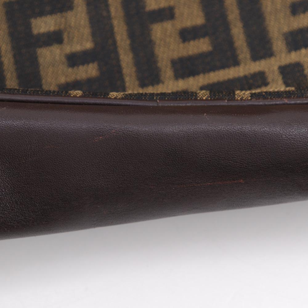 FENDI Zucca Shoulder Bag Brown Nylon canvas/leather Women Used