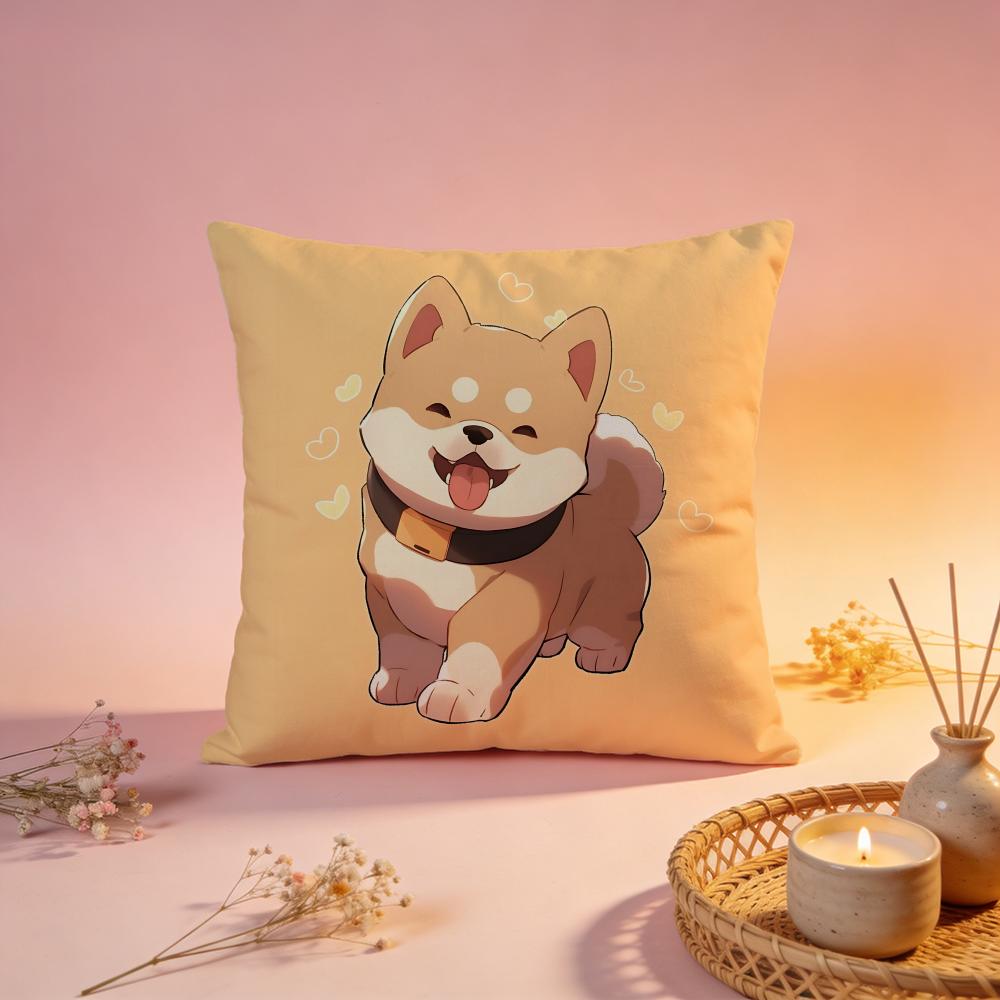 Cute Shiba Inu Cartoon Cushion Cover Comfortable Durable Pillow Cover MultiScene for Home Office Car Sofa
