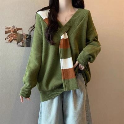 Bequemer und warmer V-Ausschnitt Strickpullover für Damen Herbst- und Frühlingsoutfits