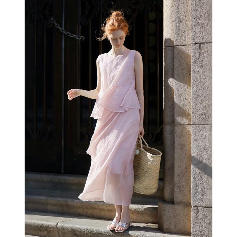 Demana Summer Lyocell Faux Two-Piece Sleeveless A-Line Dress