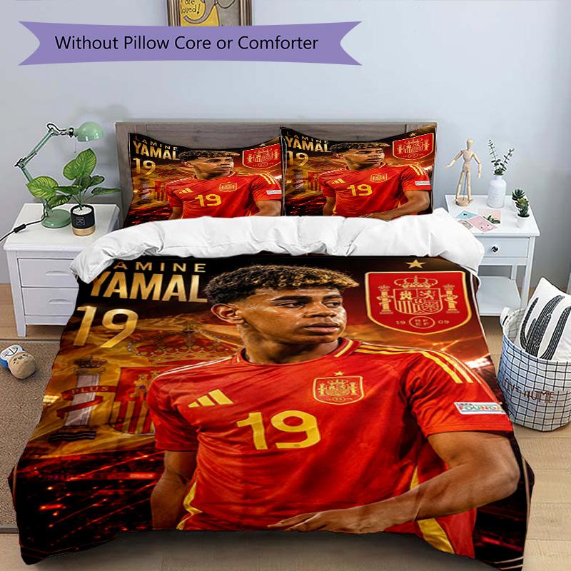 Lamine Yamal Spanish Football Player Bedding Set,Premium Bed Linen for Bedroom Home Decoration,Perfect Collectible Gift for Messi Fans,Easy Care Duvet