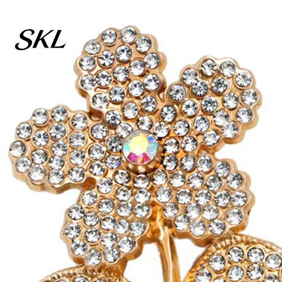 Strong Buckle Brooch Vintage Rhinestone Flower Brooch, Floral Alloy Lapel Pin, Sweater Durable Cardigan Coat Business Suit Decoration, Men Women