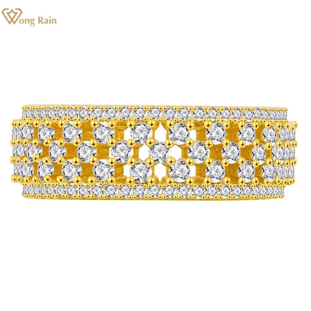 

Wong Rain 18-каратное позолоченное кольцо из стерлингового серебра 925 пробы AAAAA с цирконами и драгоценными камнями, ювелирные изделия в стиле хип-хоп, кольцо для женщин US 6 белого золота