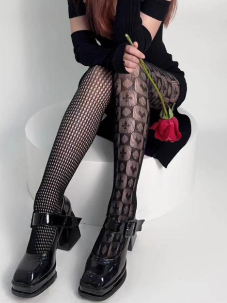 New Punk Girls Ab Asymmetric Striped Mesh Tights Women Sexy Fishnet Stockings Gothic Lolita Dark Fashion Nylon Pantyhose