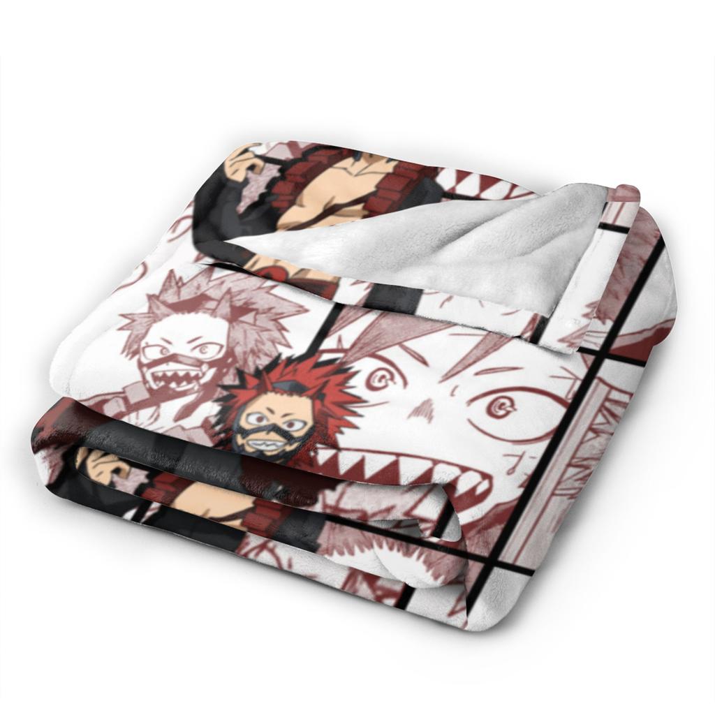 Kirishima Eijiro Collage Blankets Boku No My Hero Academia Manga Flannel Awesome Warm Throw Blanket for Home Autumn/Winter,