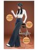 2026 Women's Loose Wide-Leg High-Waist Fleece Jeans - Slimming Floor-Length Fashion for Spring & Autumn
