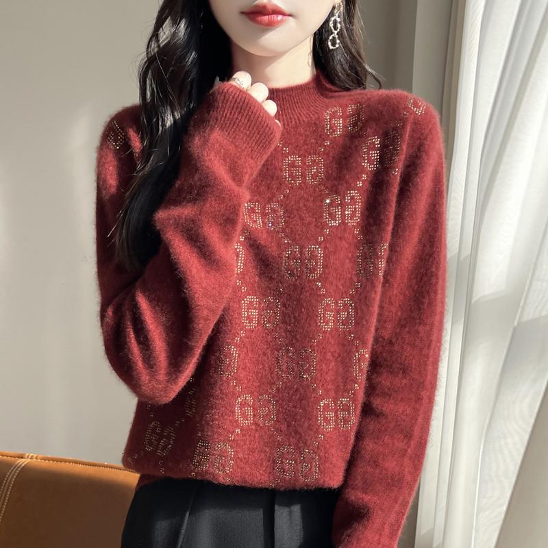 Damen Kaschmirpullover Qinghe Kaschmir 30% Kaschmir 70% Wolle Herbst- und Winterpullover warm und modisch