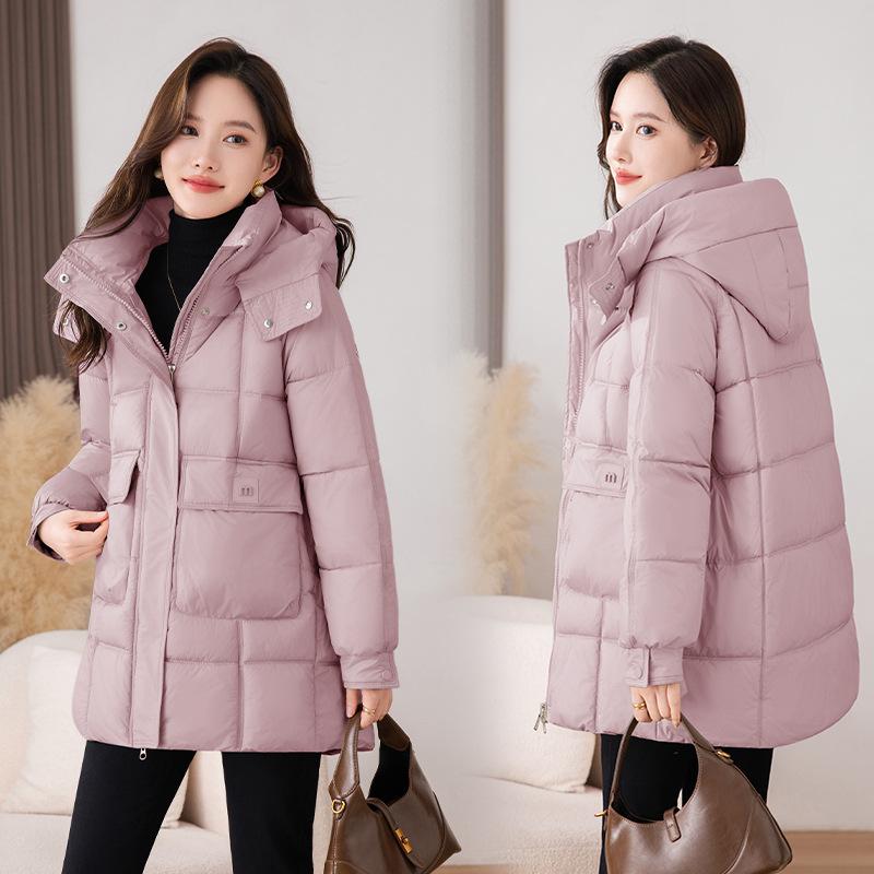 Hooded cotton clothes women's winter new small medium and long fashionable foreign style warm loose sports cotton-padded clothes