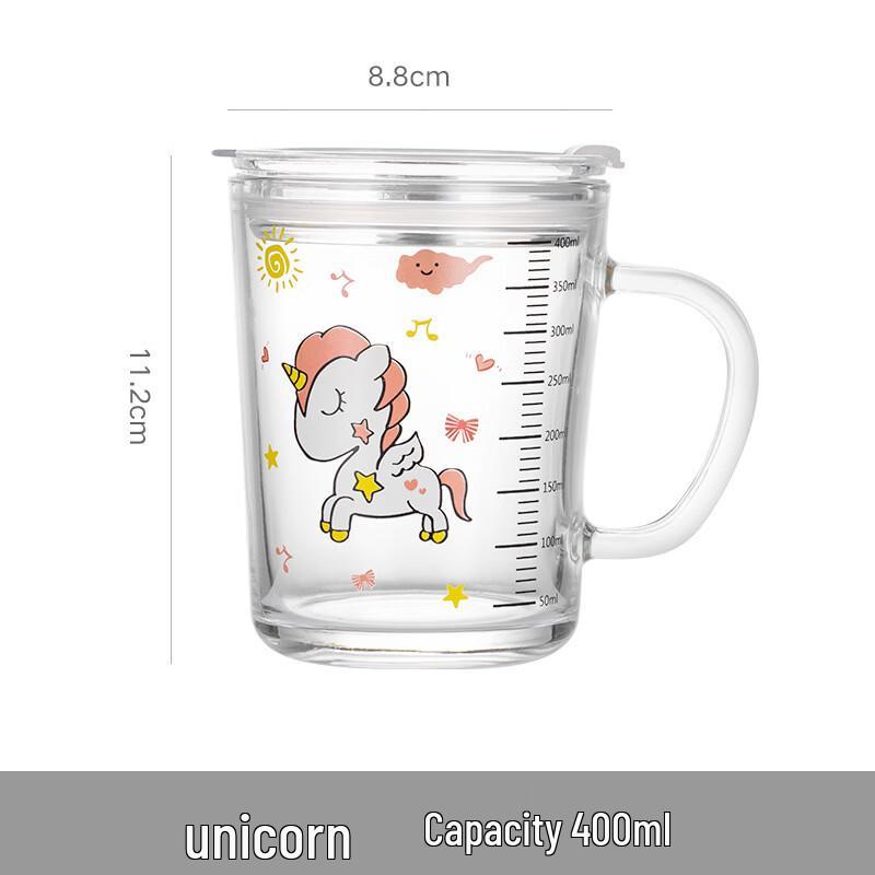 Unicorn Graduated Glass Straw Cup