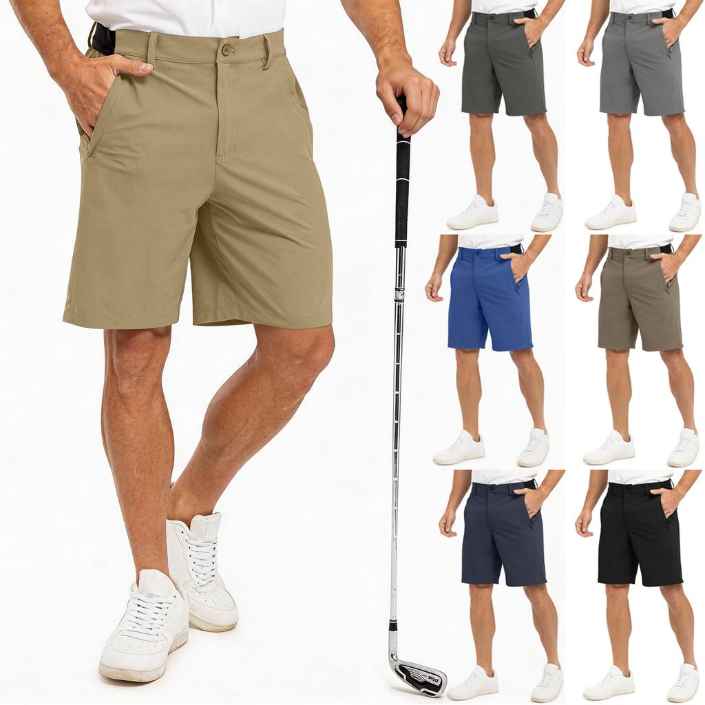 Shorts de Golf pour Homme, Pantalon Cinq Poches, Pantalon Droit pour le Travail et le Loisir, Pantalon de Sport d'Extérieur Léger et à Séchage Rapide