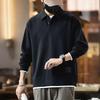 Men's 2025 Autumn Retro Polo Shirt - Trendy Long Sleeve Hoodie with Lapel and Fake Two-Piece Design