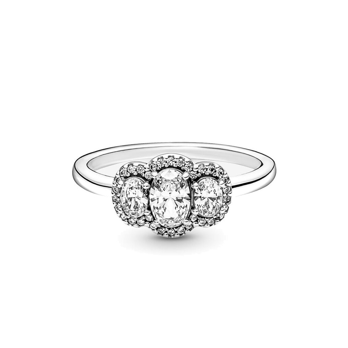 Pandora Three Stone Vintage 925 Silver Ring Women ring 190049C01 52