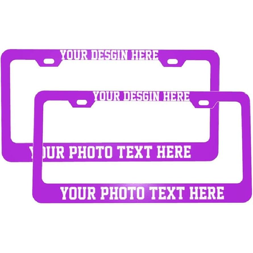 2Pack Simple Style Black And White Racing And Checkered Pattern Car License Plate Frames, Aluminum Car Tags Frame With Screws Caps