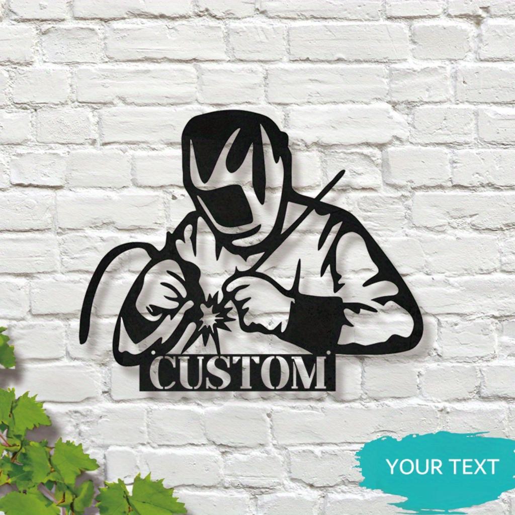 Custom Personalized Iron Welding Sign, Distinctive Welder Silhouette for Workshop Decor
