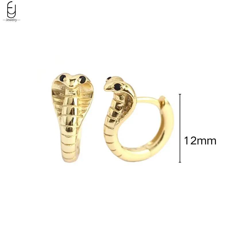 925 Silver Needle Vintage Snake Earrings Women Gold Round Ear Clips Punk Style Fashion Hoop Earrings Women Jewelry